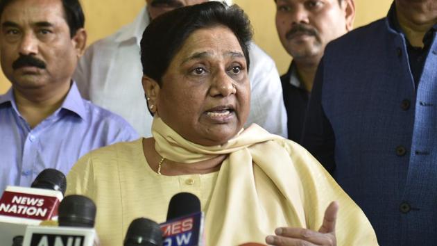 BSP leader Mayawati addressing the media at Parliament House on Tuesday after threatening to resign from the Rajya Sabha.(Sushil Kumar/HT Photo)