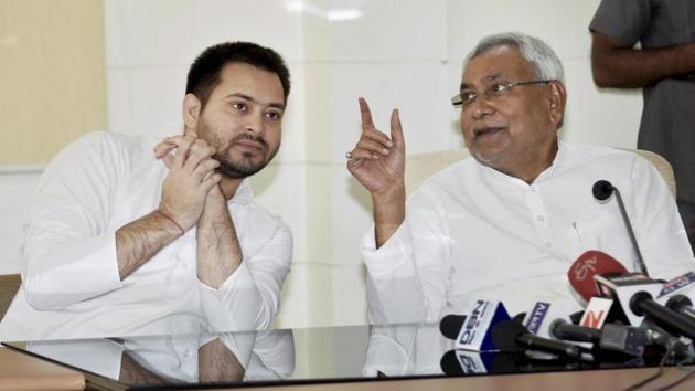 Bihar CM Nitish Kumar with deputy chief minister Tejashwi Yadav at 1 Anne Marg, in Patna. (PTI File Photo) Bihar CM Nitish Kumar with deputy chief minister Tejashwi Yadav at 1 Anne Marg, in Patna. (PTI File Photo)