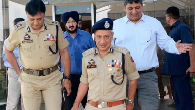 Director General of Jammu and Kashmir Police SP Vaid along with Inspector General of Police Munir Khan walks after security review meeting with Chief Minister Mehbooba Mufti following recent attacks including the one on Amarnath Yatra bus, in Srinagar on Monday. (PTI) Director General of Jammu and Kashmir Police SP Vaid along with Inspector General of Police Munir Khan walks after security review meeting with Chief Minister Mehbooba Mufti following recent attacks including the one on Amarnath Yatra bus, in Srinagar on Monday. (PTI)