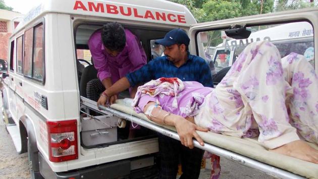Victims being taken to a hospital in Sirsa. (HT Photo) Victims being taken to a hospital in Sirsa. (HT Photo)