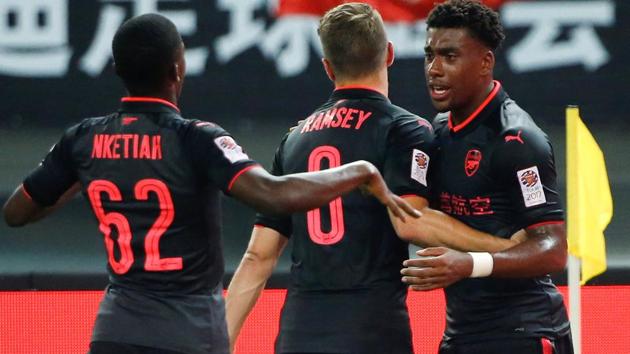 Arsenal's Alex Iwobi celebrates his goal against Bayern Munich in the International Champions Cup. (REUTERS) Arsenal's Alex Iwobi celebrates his goal against Bayern Munich in the International Champions Cup. (REUTERS)