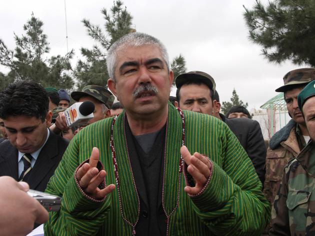 File photo of Afghan warlord Abdul Rashid Dostam speaking at a ceremony in Sheberghan. (AFP) File photo of Afghan warlord Abdul Rashid Dostam speaking at a ceremony in Sheberghan. (AFP)