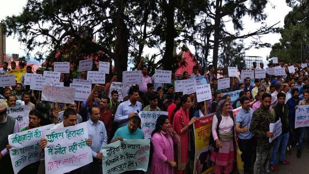Besides BJP workers and CPIM supporters, civil society groups from nearby towns carried out separate protests and marches on Mall road and other localities. (Ravi Kumar/HT)