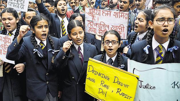 Students take part in a rally demanding a fair probe into the rape and murder of teenage girl, in Shimla on Tuesday. (Deepak Sansta / Hindustan Times) Students take part in a rally demanding a fair probe into the rape and murder of teenage girl, in Shimla on Tuesday. (Deepak Sansta / Hindustan Times)