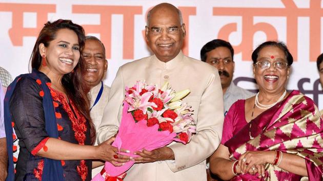 BJP workers greet Ram Nath Kovind on being elected as the 14th President of India, in New Delhi on Thursday. (PTI Photo) BJP workers greet Ram Nath Kovind on being elected as the 14th President of India, in New Delhi on Thursday. (PTI Photo)
