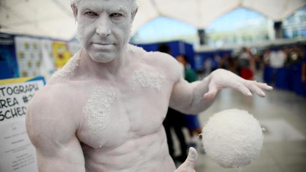 Todd Schmidt, dressed as the Icemang9, at the San Diego Convention Center. (AFP)