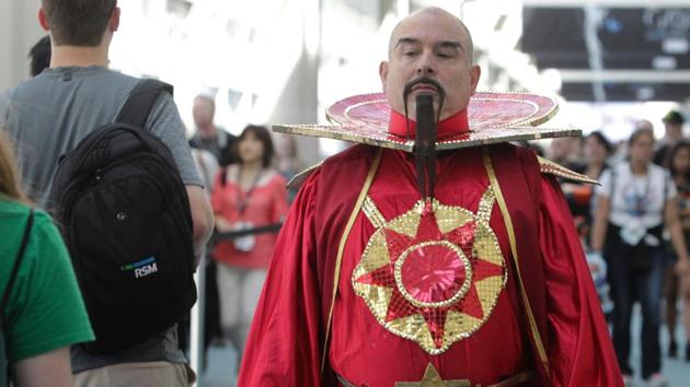 Mason Thomas of Chicago plays Ming the Merciless from the Flash Gordon movie of 1982. (Bill Wechter / AFP)