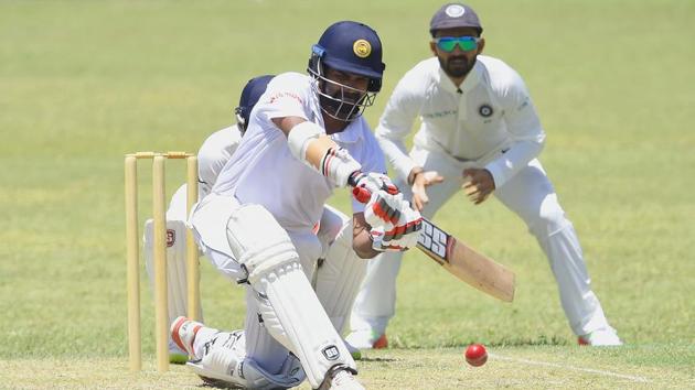 Sri Lanka Board President's XI cricketer Lahiru Thirimanne (L) plays a shot en route to his half century. (AFP) Sri Lanka Board President's XI cricketer Lahiru Thirimanne (L) plays a shot en route to his half century. (AFP)