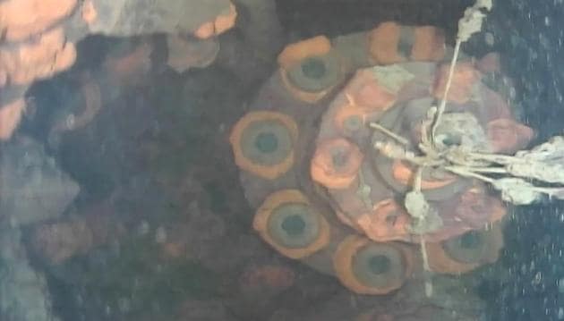 This frame grab taken from handout video from an underwater robot and provided by Japan's International Research Institute for Nuclear Decommissioning (IRID) on July 19, 2017, shows the lower part of a control rod drive inside reactor No. 3 at Fukushima Dai-ichi nuclear power plant in Okuma, Fukushima prefecture. (AFP) This frame grab taken from handout video from an underwater robot and provided by Japan's International Research Institute for Nuclear Decommissioning (IRID) on July 19, 2017, shows the lower part of a control rod drive inside reactor No. 3 at Fukushima Dai-ichi nuclear power plant in Okuma, Fukushima prefecture. (AFP)