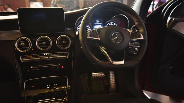 The interiors come in an all-black interior along with red stitching, a flat bottom steering wheel and red seat belts. (Vipin Kumar/HT PHOTO) The interiors come in an all-black interior along with red stitching, a flat bottom steering wheel and red seat belts. (Vipin Kumar/HT PHOTO)