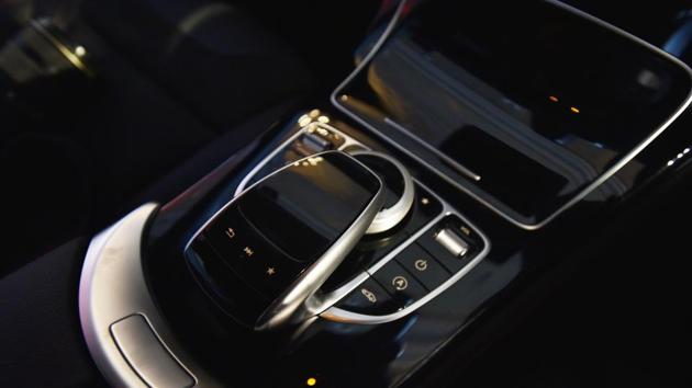 The car also gets carbon fibre trim pieces on the dashboard and the infotainment console. (Vipin Kumar/HT PHOTO) The car also gets carbon fibre trim pieces on the dashboard and the infotainment console. (Vipin Kumar/HT PHOTO)