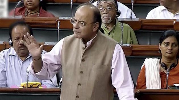 Union Minister Arun Jaitley during the proceedings of the Lok Sabha in New Delhi on Friday. (PTI) Union Minister Arun Jaitley during the proceedings of the Lok Sabha in New Delhi on Friday. (PTI)