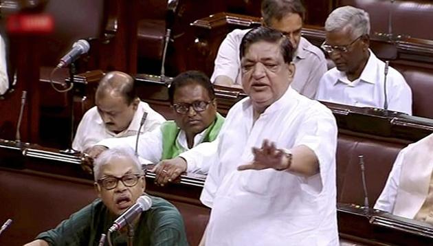 Samajwadi Party leader Naresh Agarwal during the proceedings of the Rajya Sabha in New Delhi on Friday. (PTI) Samajwadi Party leader Naresh Agarwal during the proceedings of the Rajya Sabha in New Delhi on Friday. (PTI)