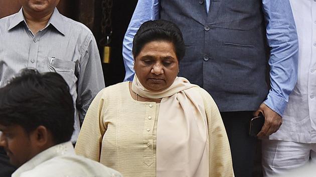 BSP chief Mayawati emerges from Parliament house after casting her vote for the 14th President of India election in New Delhi, India. (Raj K Raj / HT Photo) BSP chief Mayawati emerges from Parliament house after casting her vote for the 14th President of India election in New Delhi, India. (Raj K Raj / HT Photo)