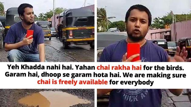 The 2-minute video sees a pokerface Covaco refusing to acknowledge the presence of potholes on Mumbai roads, calling them tea vessels, hi-tech speed breakers and multi-purpose holes. (José Covaco’s Twitter) The 2-minute video sees a pokerface Covaco refusing to acknowledge the presence of potholes on Mumbai roads, calling them tea vessels, hi-tech speed breakers and multi-purpose holes. (José Covaco’s Twitter)