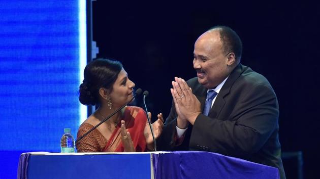 Martin Luther King III , son of Martin Luther King with actor Nandita Das during Dr B R Ambedkar International Conference in Bengaluru on Friday.(Arijit Sen/HT Photo) Martin Luther King III , son of Martin Luther King with actor Nandita Das during Dr B R Ambedkar International Conference in Bengaluru on Friday.(Arijit Sen/HT Photo)