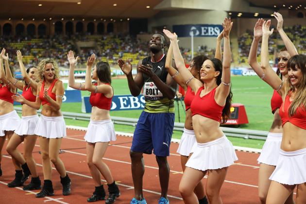 Bolt clearly enjoyed his victory, as he continued to dance with the girls for a while, much to the delight of fans. (AFP) Bolt clearly enjoyed his victory, as he continued to dance with the girls for a while, much to the delight of fans. (AFP)