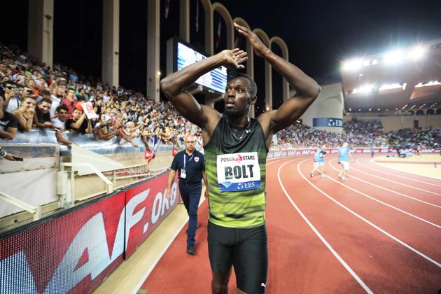 Usain Bolt celebrates with the fans after winning the men’s 100m event. (AFP) Usain Bolt celebrates with the fans after winning the men’s 100m event. (AFP)