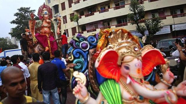 During Ganpati festival, it has always been the Shiv Sena dominating public celebrations, until a few years ago. Almost all top Sena leaders have headed mandals. (For representation) During Ganpati festival, it has always been the Shiv Sena dominating public celebrations, until a few years ago. Almost all top Sena leaders have headed mandals. (For representation)