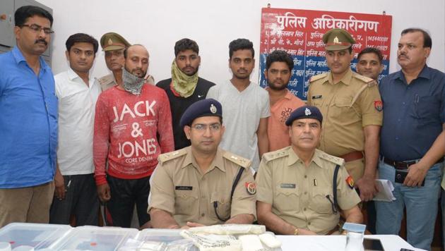 The police recovered the passengers’ belongings, including the four mobile phones that were taken by the accused during the train robbery. (Sakib Ali/HT Photo) The police recovered the passengers’ belongings, including the four mobile phones that were taken by the accused during the train robbery. (Sakib Ali/HT Photo)