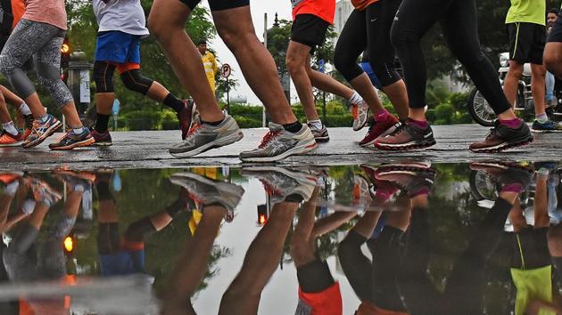 One step at a time. (Satyabrata Tripathy/HT Photo) 