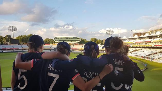 England’s cricket players soak in the joy of victory after the end of the celebrations. (ICC FACEBOOK) England’s cricket players soak in the joy of victory after the end of the celebrations. (ICC FACEBOOK)