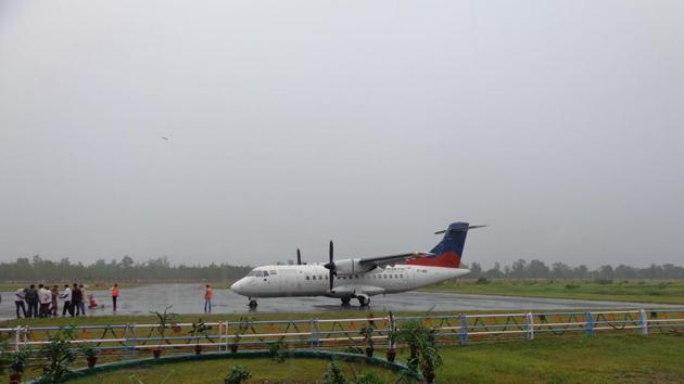 An aircraft at Pantanagar airport. HT Photo