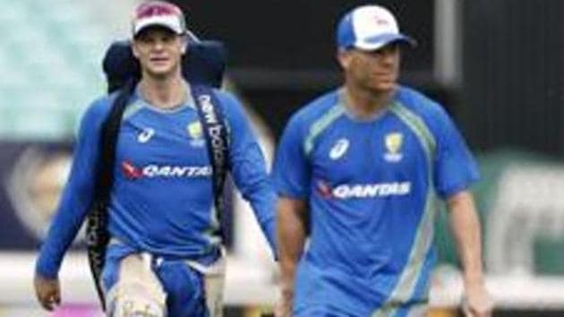 Australia's David Warner (R) and Steve Smith attended an undisclosed meeting with Australian Cricketers’ Association (ACA) chief executive Alastair Nicholson. (REUTERS) Australia's David Warner (R) and Steve Smith attended an undisclosed meeting with Australian Cricketers’ Association (ACA) chief executive Alastair Nicholson. (REUTERS)