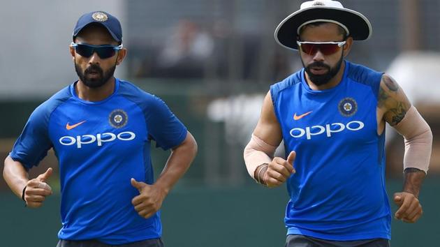 Kohli (R) would hope Ajinkya Rahane to give solidity to the middle order against Sri Lanka. (AFP) 