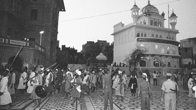 Under a chapter titled ‘India’s Internal Challenges, Operation Bluestar’, conducted by the army in Amritsar, where militants supporting the Khalistan movement were hiding, is described as ‘an operation to evict terrorists hiding in the Golden Temple.’(HT File)