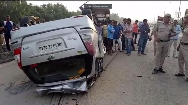 There were eight people in the Innova out of which five were killed in the mishap. (HT Photo) There were eight people in the Innova out of which five were killed in the mishap. (HT Photo)