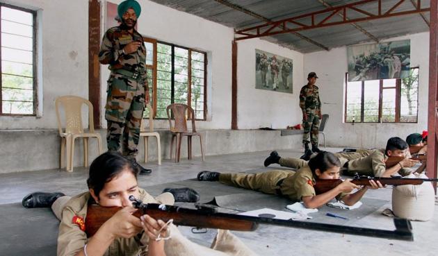 NCC cadets being trained to operate guns at a combined army training camp (CATC) at Nagrota on the outskrits of Jammu. The director general of NCC has urged northeastern states to select NCC as an elective subject in colleges. (PTI) NCC cadets being trained to operate guns at a combined army training camp (CATC) at Nagrota on the outskrits of Jammu. The director general of NCC has urged northeastern states to select NCC as an elective subject in colleges. (PTI)