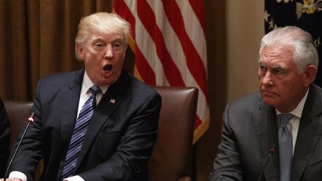 President Donald Trump with secretary of state Rex Tillerson during a meeting at the White House in June. (AP) President Donald Trump with secretary of state Rex Tillerson during a meeting at the White House in June. (AP)