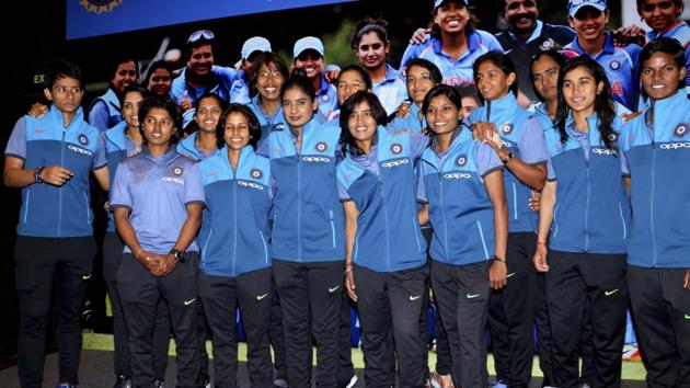 Indian women's cricket team members pose after returning home in Mumbai on Wednesday. The team had lost to England by nine runs in the Women's Cricket World Cup final at Lord's on Sunday. (AP) Indian women's cricket team members pose after returning home in Mumbai on Wednesday. The team had lost to England by nine runs in the Women's Cricket World Cup final at Lord's on Sunday. (AP)