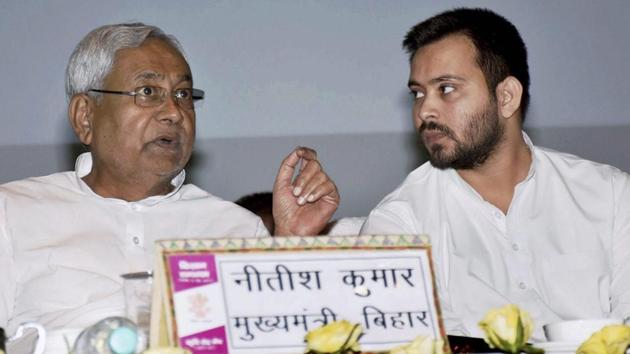 Bihar Chief Minister Nitish Kumar with Deputy CM Tejashwi Yadav during inauguration of 'Kisan Samagam' at Gyan Bhawan in Patna on June 16, 2017. (PTI) Bihar Chief Minister Nitish Kumar with Deputy CM Tejashwi Yadav during inauguration of 'Kisan Samagam' at Gyan Bhawan in Patna on June 16, 2017. (PTI)