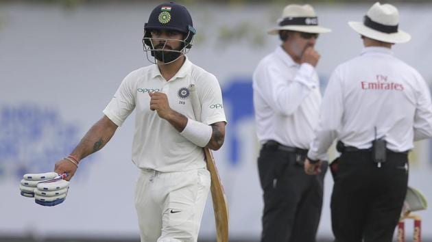 India captain Virat Kohli, however, was left disappointed as he only scored 3 off 8 balls. (AP) India captain Virat Kohli, however, was left disappointed as he only scored 3 off 8 balls. (AP)