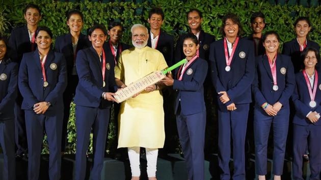 Prime Minister Narendra Modi with the Indian Women’s team that finished runner-up in the ICC Women’s cricket World Cup. (Twitter) Prime Minister Narendra Modi with the Indian Women’s team that finished runner-up in the ICC Women’s cricket World Cup. (Twitter)