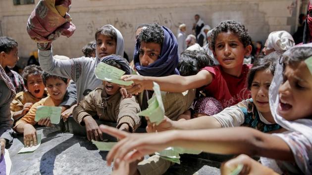 According to UNICEF, ‘Children are paying a disproportionate price as famine looms across Somalia, South Sudan, north-east Nigeria and Yemen. Nearly 1.4 million children face imminent risk of death, and more than five million children face malnourishment this year.” (Hani Mohammed / AP File )