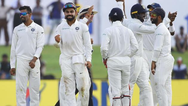 India ended Day 2 of the first Test against Sri Lanka in a dominating position, with the home side trailing 446 runs with five wickets in hand. (AFP)