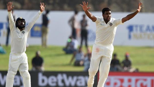 Indian spinner Ravichandran Ashwin (R) removed Niroshan Dickwella, who was the last wicket to fall on Thursday. (AFP)