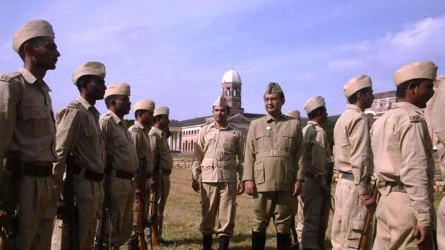 A scene of film Raag Desh being shot at FRI in Dehradun. (HT Photo) A scene of film Raag Desh being shot at FRI in Dehradun. (HT Photo)
