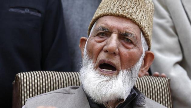 Chairman of All Parties Hurriyat Conference G Syed Ali Shah Geelani addressing press conference in Srinagar,May 2, 2016. (HT File Photo) Chairman of All Parties Hurriyat Conference G Syed Ali Shah Geelani addressing press conference in Srinagar,May 2, 2016. (HT File Photo)