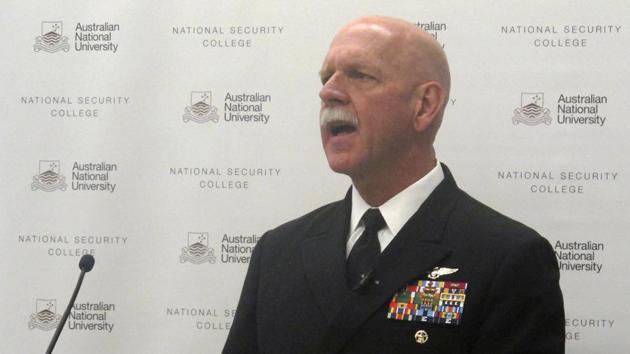 US Pacific Fleet Commander Admiral Scott Swift addresses an Australian National University security conference in Canberra on July 27, 2017. Swift said he would launch a nuclear strike against China next week if US President Donald Trump ordered it. (AP) US Pacific Fleet Commander Admiral Scott Swift addresses an Australian National University security conference in Canberra on July 27, 2017. Swift said he would launch a nuclear strike against China next week if US President Donald Trump ordered it. (AP)