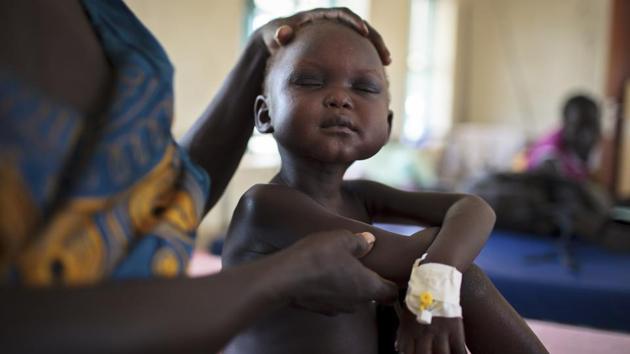 ‘In South Sudan, more than 1.1 million children are estimated to be facing acute malnourishment, with almost 276,000 severely malnourished at imminent risk of death. In Somalia, the projected number ofchildren who are or will be acutely malnourished is 1.4 and in Yemen, about 1.8 million children are threatened with acute malnutrition,’ according to the report. (AP)