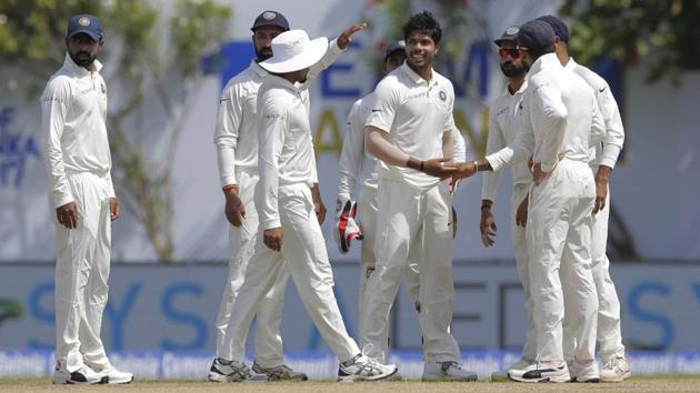 Umesh Yadav struck early for India as the right-arm pacer clinched the wicket of Sri Lanka opener Dimuth Karunaratne. (AP)