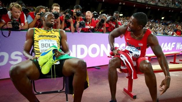 Justin Gatlin, twice banned for doping violations, has only beaten Usain Bolt once in a World Athletics Championship.(Getty Images) Justin Gatlin, twice banned for doping violations, has only beaten Usain Bolt once in a World Athletics Championship.(Getty Images)
