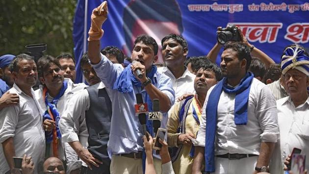 Chandrashekhar shot to limelight after holding a demonstration at Jantar Mantar in New Delhi against violence on Dalits in Saharanpur. (HT File Photo) Chandrashekhar shot to limelight after holding a demonstration at Jantar Mantar in New Delhi against violence on Dalits in Saharanpur. (HT File Photo)