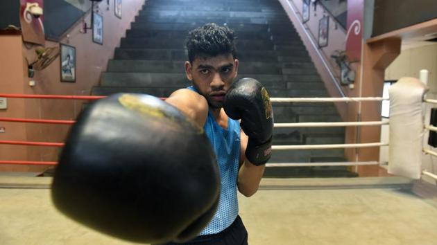 In December 2016, Akshay played his first-ever senior national at Guwahati and returned with a medal in the light fly (46-49kg) category. He also earned the most promising pugilist award at the state level. (Pratham Gokhale/HT PHOTO) In December 2016, Akshay played his first-ever senior national at Guwahati and returned with a medal in the light fly (46-49kg) category. He also earned the most promising pugilist award at the state level. (Pratham Gokhale/HT PHOTO)