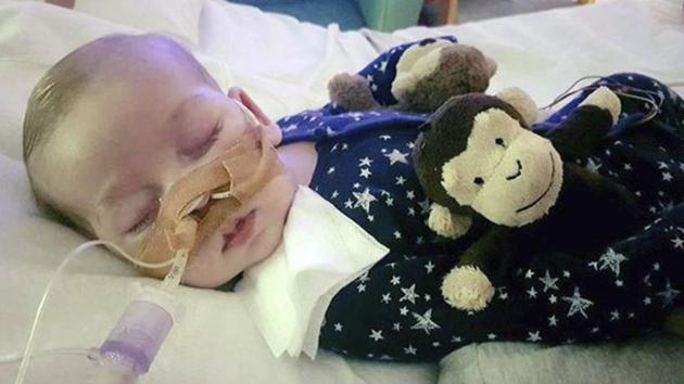 This is an undated photo of sick 11-month old baby Charlie Gard provided by his family, taken at Great Ormond Street Hospital in London. British media are reporting a family announcement that 11-month old Charlie Gard, has died Friday July 28, 2017.(AP File Photo)