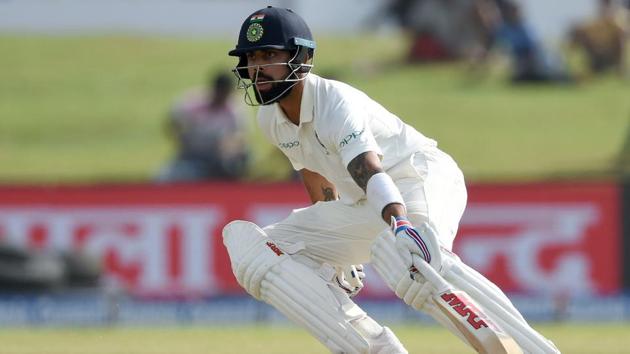 Virat Kohli runs between the wickets during the third day of the first Test between Sri Lanka and India at Galle International Cricket Stadium in Galle. (AFP) Virat Kohli runs between the wickets during the third day of the first Test between Sri Lanka and India at Galle International Cricket Stadium in Galle. (AFP)